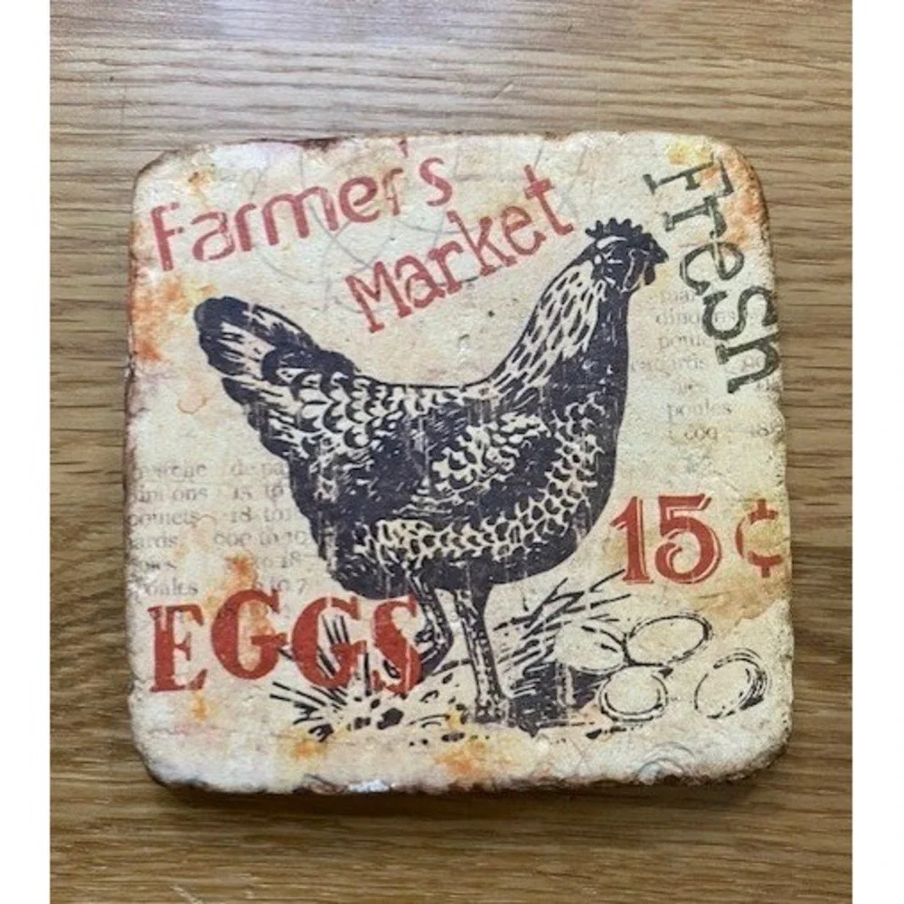 Unbranded Tumbled Stone Coaster Set of 4 Multicolor Good Farmhouse Vintage Style